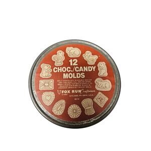 Vintage 9 Miniature Chocolate Candy Molds Fox Run Craftsman 1982 Original Tin